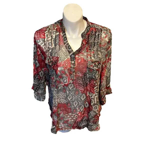 Southern Lady 3/4 Sleeve Printed Blouse Size XL - Picture 1 of 3